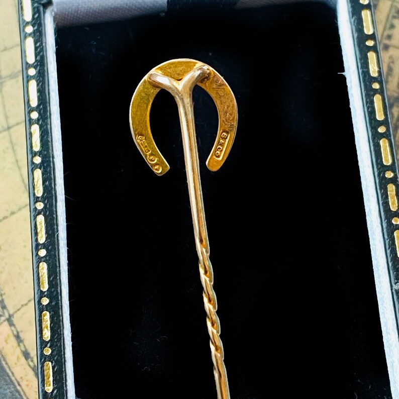 Edwardian 9ct 9k 375 Gold Equestrian Lucky Horseshoe Stick Etsy
