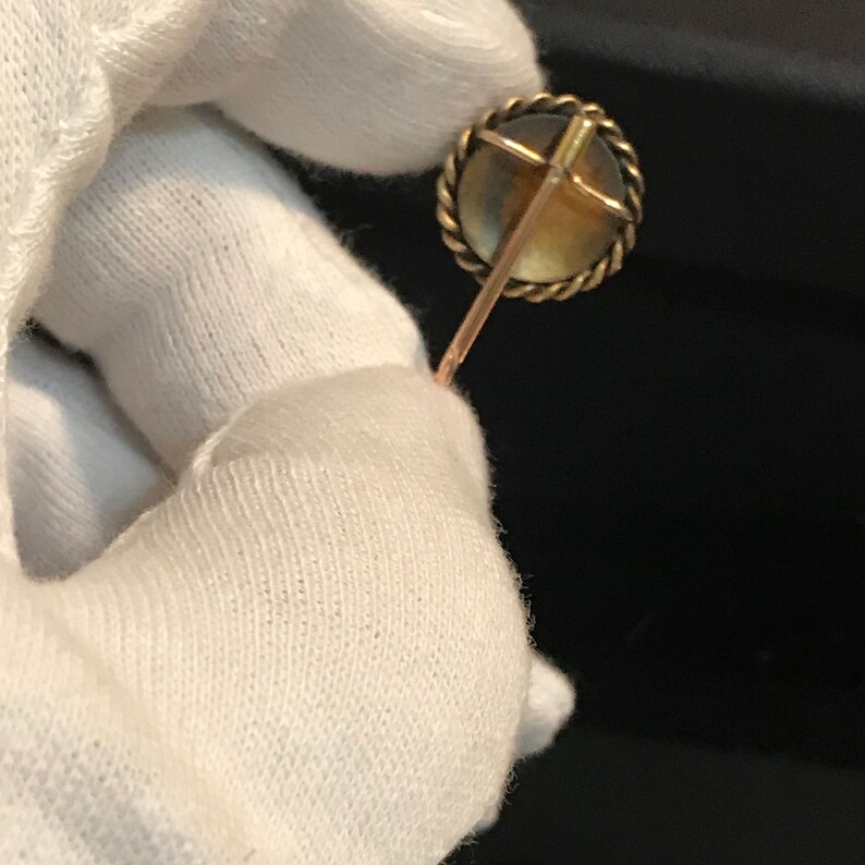 tie Stick cravat lapel pin Victorian Gold Guilloche Enamel and Diamond star Circa 1860