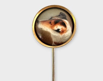 Antique Victorian Pit Bull Dog Stick Pin - Trembler - Googly