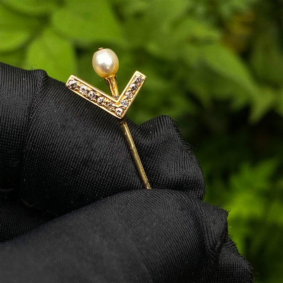 Edwardian 15ct, 15k, 625 Gold Diamond and Pearl, … - image 6