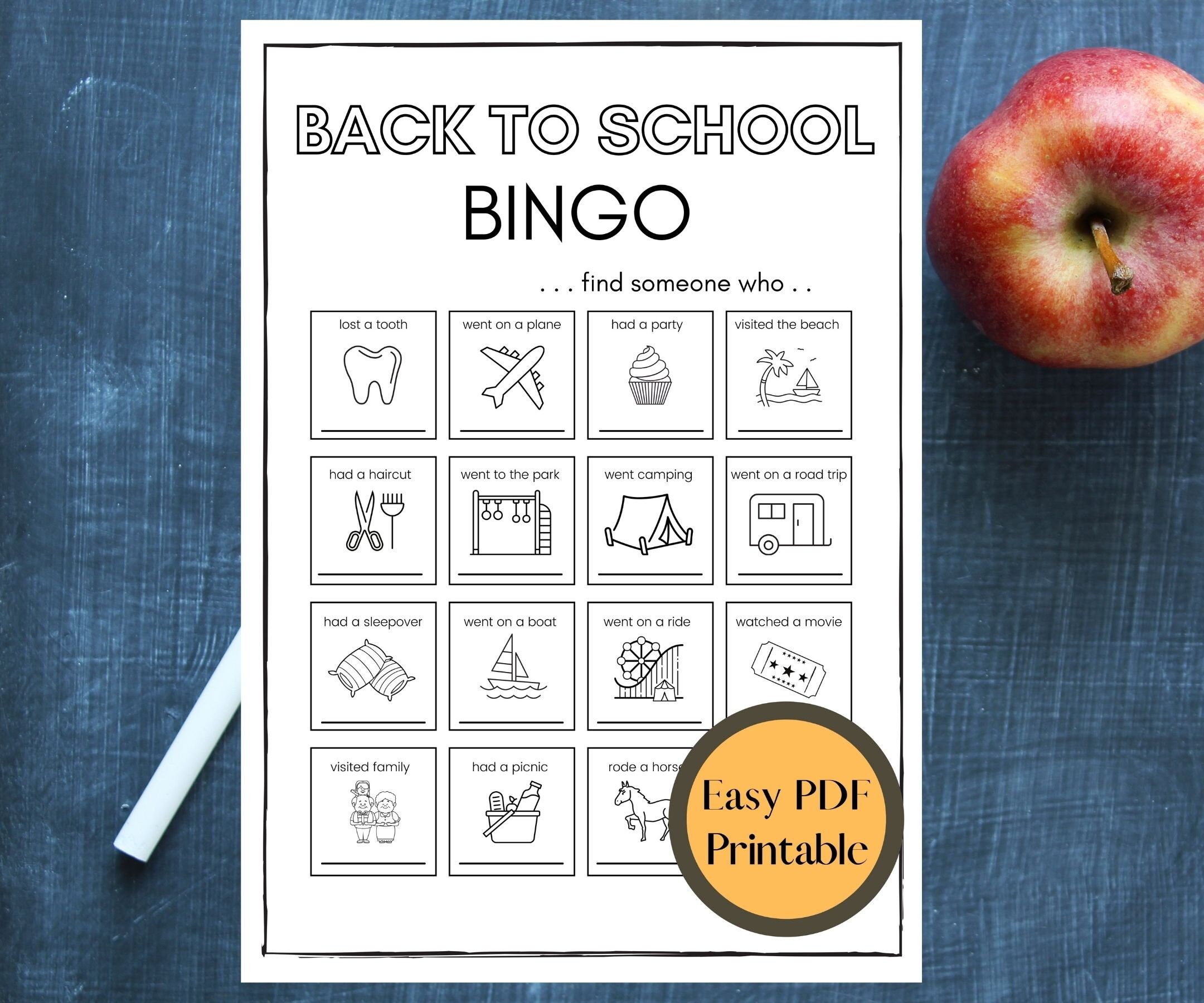 Back to School Bingo Template PDF Back to School Game - Etsy