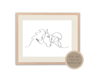 Horse Lover Line Art Printable | Horse Wall Art Printable | Line Art | Horse Wall Art | PDF | Black and White Line Art | Horse Room Decor