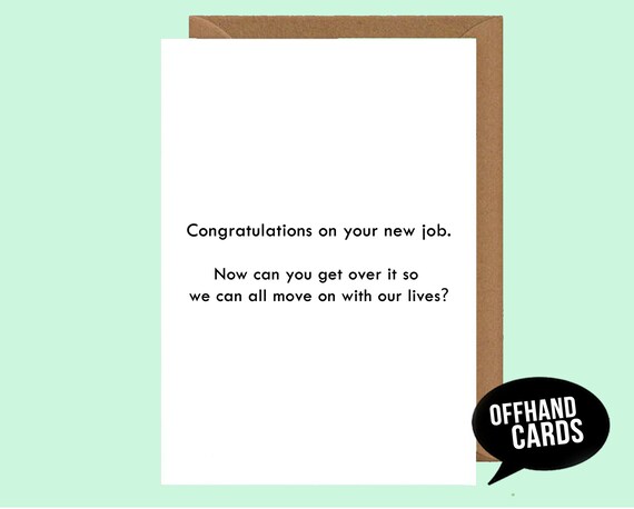 Uitgelezene Grappige nieuwe job kaart werk humor gefeliciteerd | Etsy NY-51