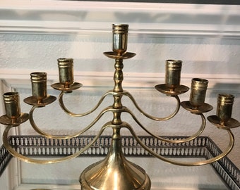 Beautiful vintage brass curved swing arm candelabra!