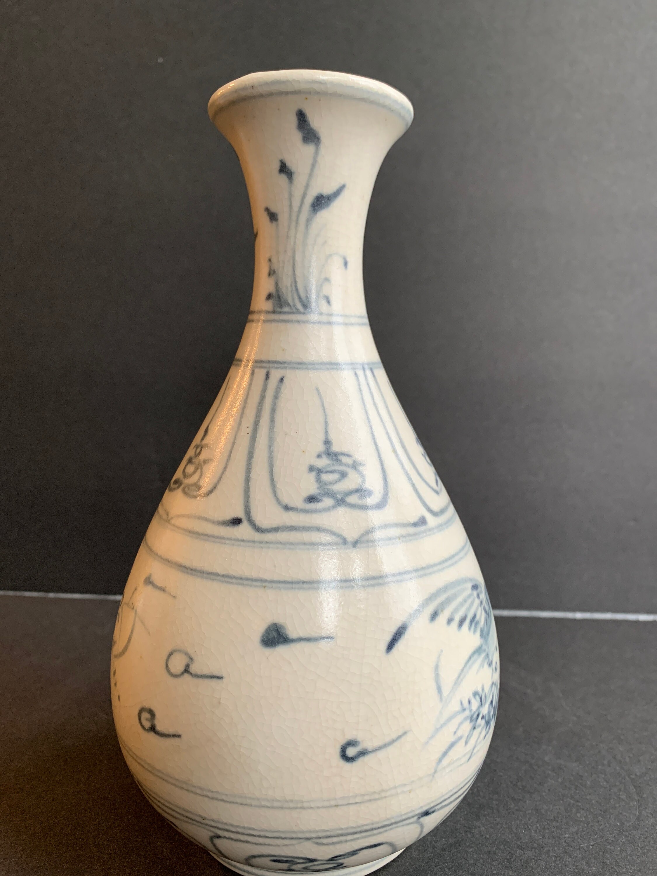 Antique Blue and White Asian Vase Etsy