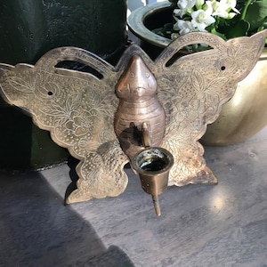 Vintage brass butterfly candleholder