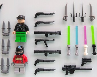 10 LEGO Genuine Weapons For Minifigures Mixed Pick Rifle Blaster Pistol Sword
