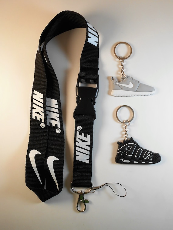 One Nike lanyard with three shoe jordan keychains Stocking Stuffer Brand New