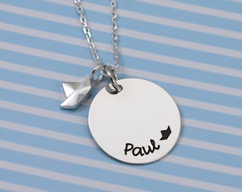 Name Necklace Engraving Silver Pendant Ship Boy Necklace Paper Boat Name Christening Necklace Boat Chain Gift Baptism Birth Communion Baptism Jewelry
