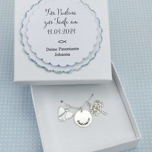 Baptismal necklace with engraving angel tree of life, name necklace with guardian angel, baptism necklace for girls boys, gift box, baptism gift, godchild