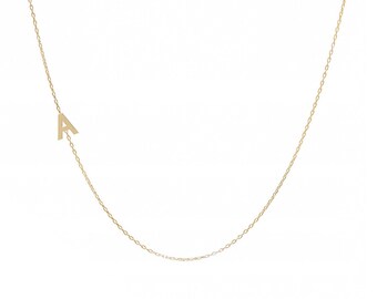 Necklace with letters on the side, one letter on a chain, initial necklace, personalized necklace, name necklace, initial chain, monogram letter