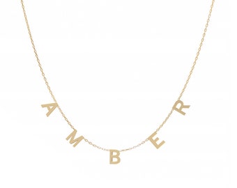 Personalized name necklace with letters, initial necklace, first letters, necklace with initials, individual monogram necklace in silver