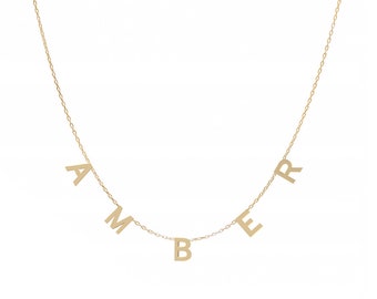 Naamketting letters, initialenketting gepersonaliseerd, initialen, ketting met initialen, individuele monogramketting zilver