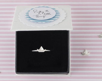 Ring "little paper boat" * Papierschiff Ring * Nautisch Ring * Ring Papierschiff * Maritimer Ring * Ring mit Papierboot * Origami Boot Ring