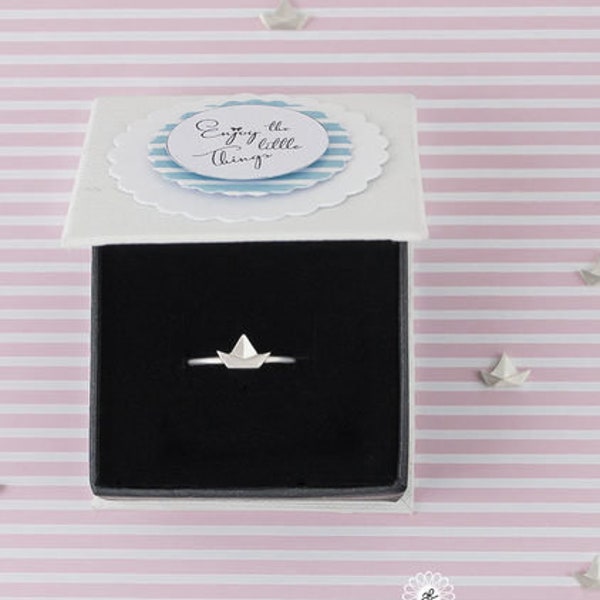 Ring "little paper boat" * Papierschiff Ring * Nautisch Ring * Ring Papierschiff * Maritimer Ring * Ring mit Papierboot * Origami Boot Ring