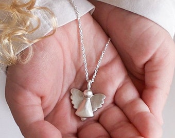 Christening necklace angel engraving christening gifts guardian angel necklace baptism children, guardian angel pendant girl boy, gift for baptism angel