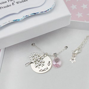 Baptism Gift Girl Engraved Personalized Baby Baptism Necklace with Date Name Baptism Favors Girls Baptism Gift Baby Boy Birthstone zdjęcie 7
