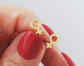 Studs VENUS * pendientes feministas ORO * niñas símbolo femenino * pendientes minimalistas * regalos para mujer * mujer