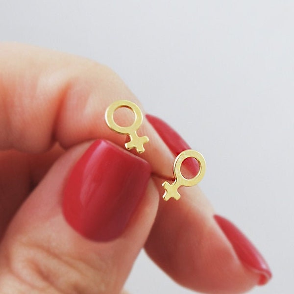 Ohrstecker VENUS * feministische Ohrringe GOLD * Mädchen weibliches Symbol * minimalistische Ohrringe * Geschenke für Frauen * weiblich