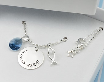 Baptismal necklace name necklace Christian fish Ychtis Christian jewelry pendant Christian Ichthys, baptism necklace cross, baptism girl boy