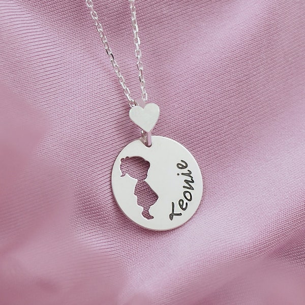 Kette für Mädchen mit Herz, Namenskette Gravur, Geschenk für Mädchen, Personalisierte Kette, Familienkette Geschenk Schulanfang Taufkette