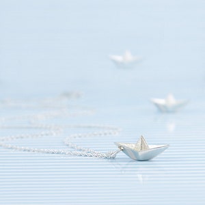 Necklace Paper Boat * Nautical Jewelry * Origami Boat * Maritime Jewelry * Handmade Jewelry Silver