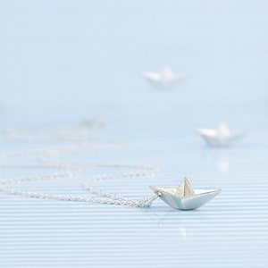 Necklace Paper Boat * Nautical Jewelry * Origami Boat * Maritime Jewelry * Handmade Jewelry Silver