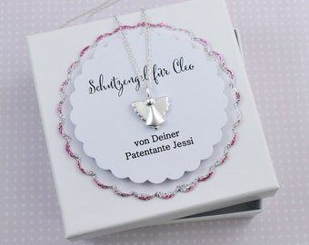 Necklace little ANGEL for girls, baptism necklace guardian angel boy, lucky charm talisman, chain angel pendant, guardian angel silver, baptism