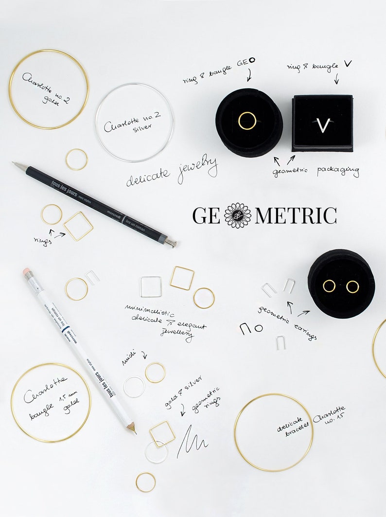 Geometric studs GEO NO. 1 / Stud circle / Minimalist studs / Geometric simple studs in various... Colours image 3