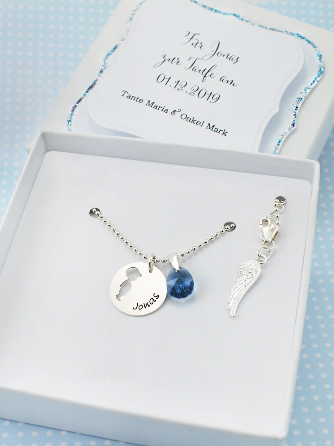 Christening Necklace Boy Personalized Gift Baptism Christening Gift for