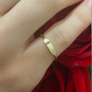 14k Gold Birth Year Signet Ring / Personalized Stacking Real Solid Gold Ring / Jewelry Gifts for Her / Mini Ring