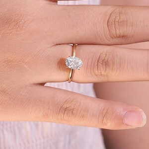 1.50CT (6mm x 8mm) Handmade Oval Moissanite Engagement Ring /Promise Ring / 14K Solid Gold Ring / Anniversary Ring / Gift Ring