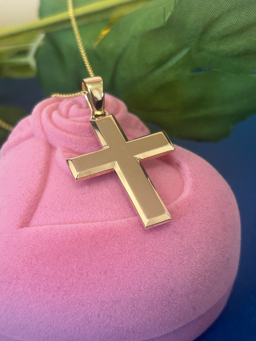 14K Solid Gold Cross Pendant / Crucifix Pendant / Religious Necklace