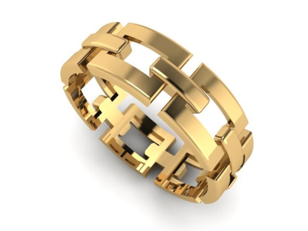 Chain Ring in 14K Solid Gold / Link Ring / Ring With Links / Cuban Link