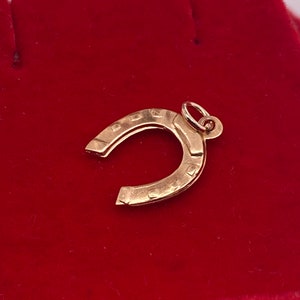 14K Solid Yellow Gold Horseshoe  Charm with Jump Ring Ready to be added to your Bracelet or Pendant comes with Jump Ring