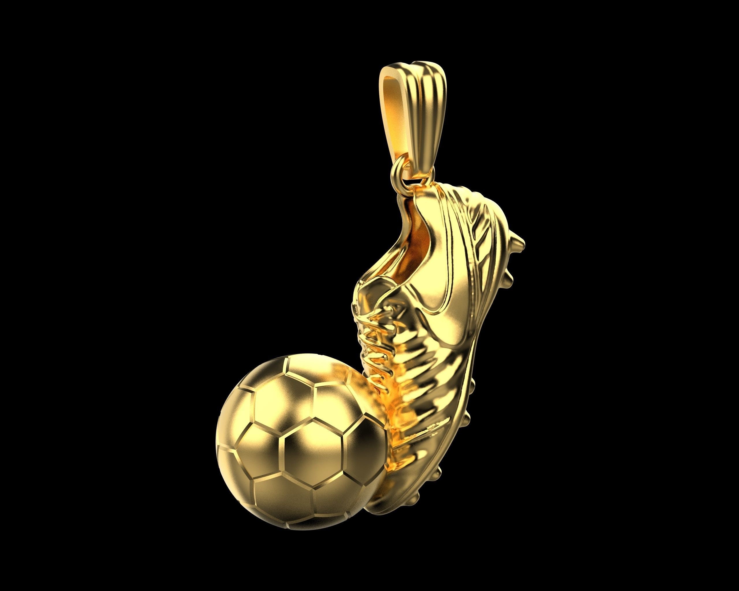 14k Solid Gold Soccer Cleats and Ball Pendant Soccer Shoe