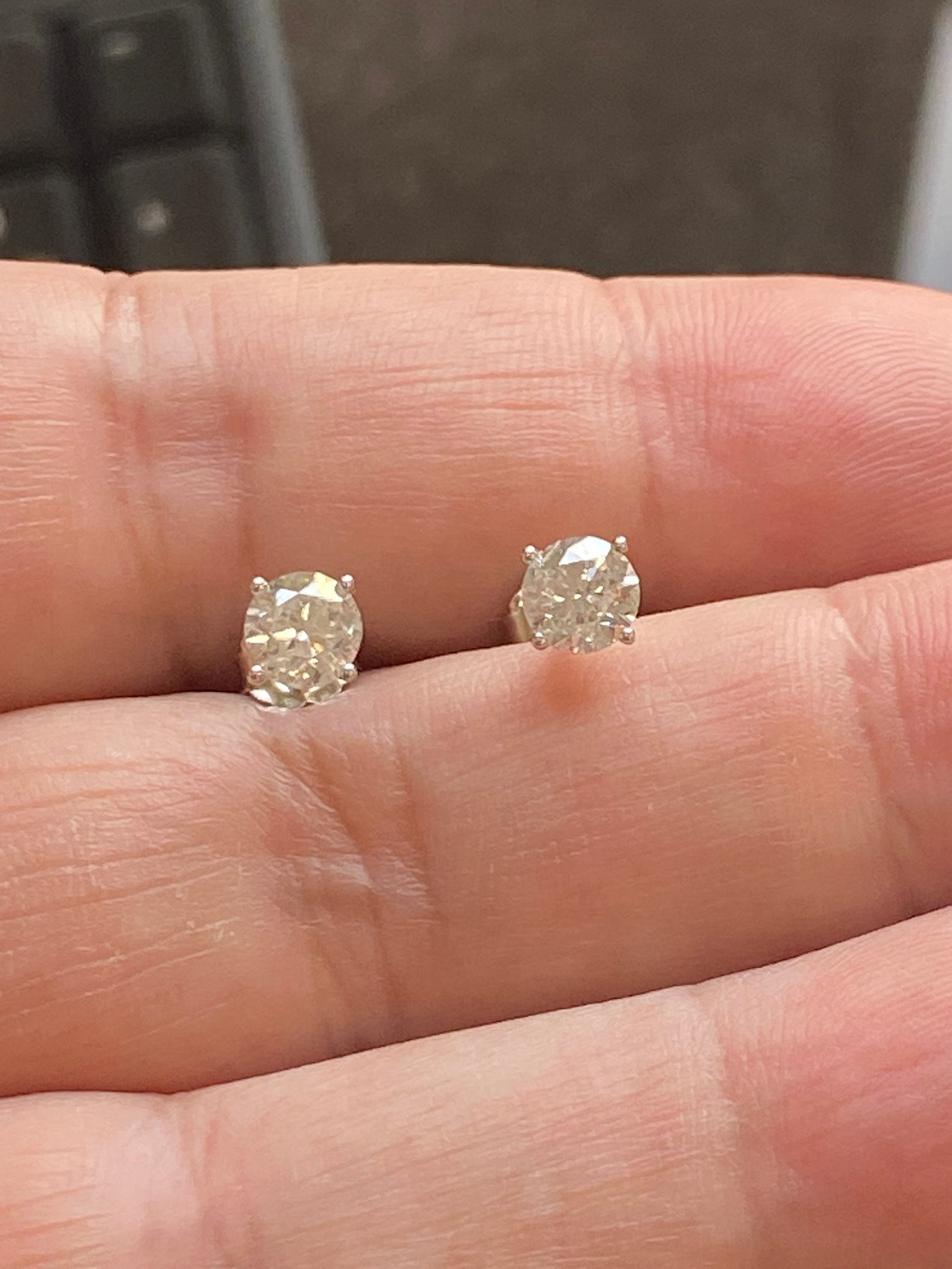 SALE Real Diamond Stud Earrings on 14K Solid Gold 1.40 Carat Etsy