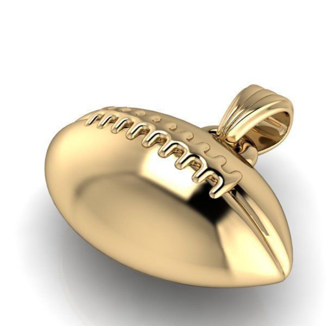 14k Solid Gold Football Necklace/ Gold Football Pendant / Etsy
