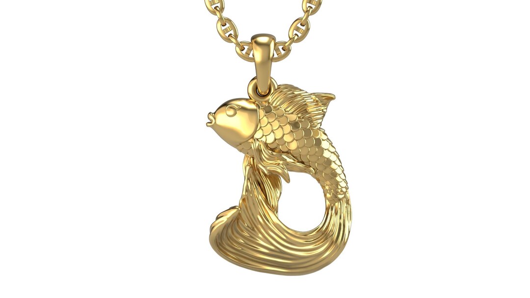 14k Solid Gold Fish Necklace 4.5 Grams / Fish Pendant / Gold Fish