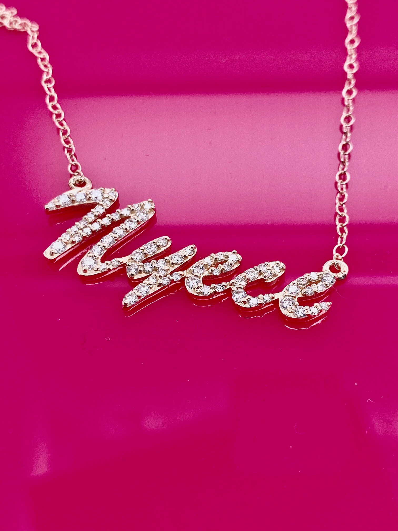 14K Gold Diamond Name Necklace / Nyece / Initial Gold Necklace Etsy