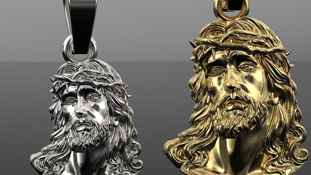 14K Solid Gold Jesus Face / Jesus Christ Face Pendant / Unisex Jesus