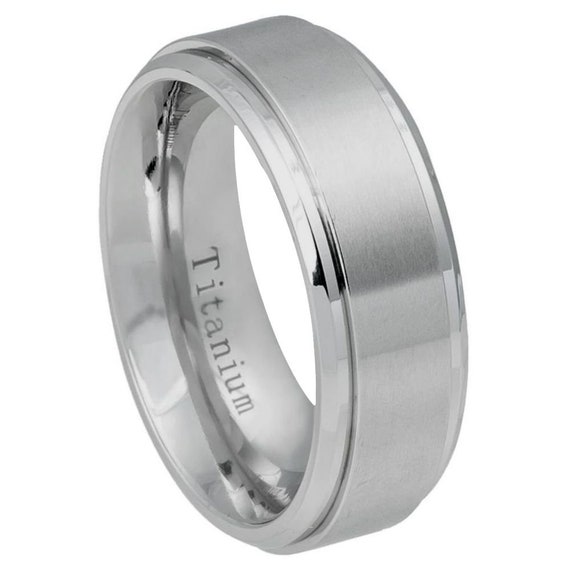 Box Titanium Beveled Edge Notched 8mm Brushed Band