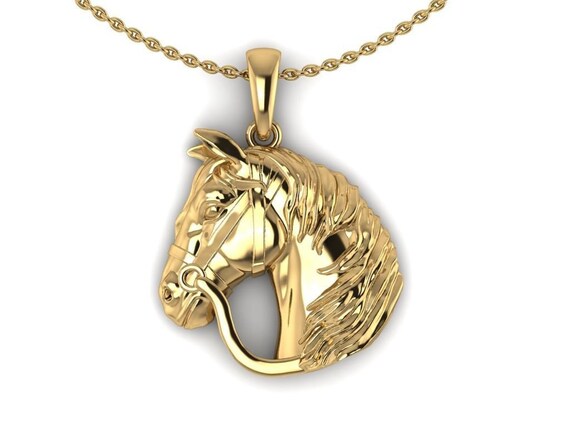 Gold horse head on sale pendant