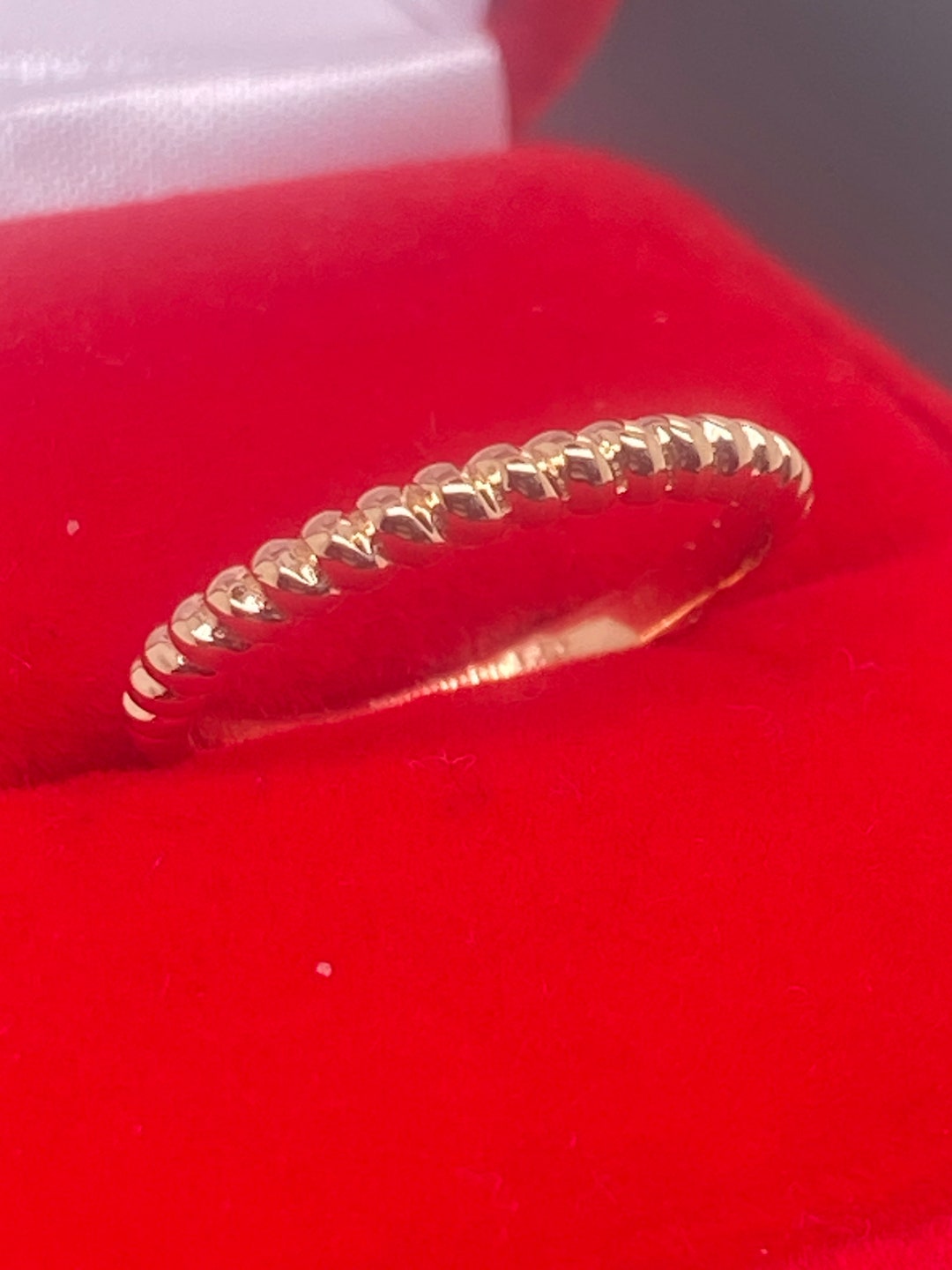 14K Solid Gold 2.1mm Wide Braided Twist Ring / 14K Solid Gold Rope Ring