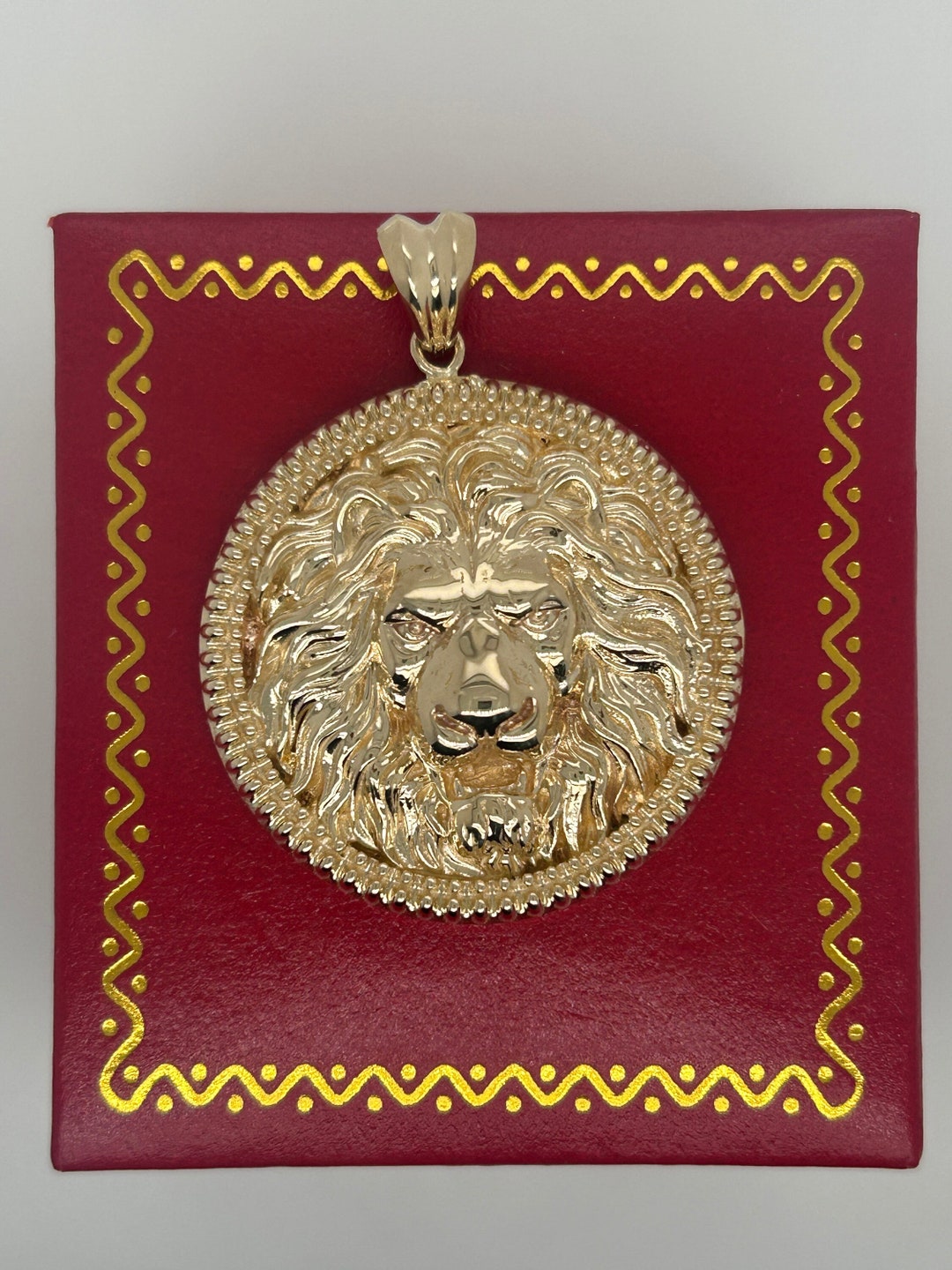 14k Solid Gold Lion Pendant / Gold Lion Necklace / Lion Head Etsy