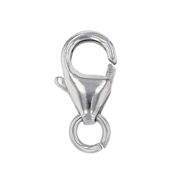 JewelryMaven 5.5mm 18k Solid White Gold Rhodium Spring Ring Clasp – Open Jump Ring, USA Made