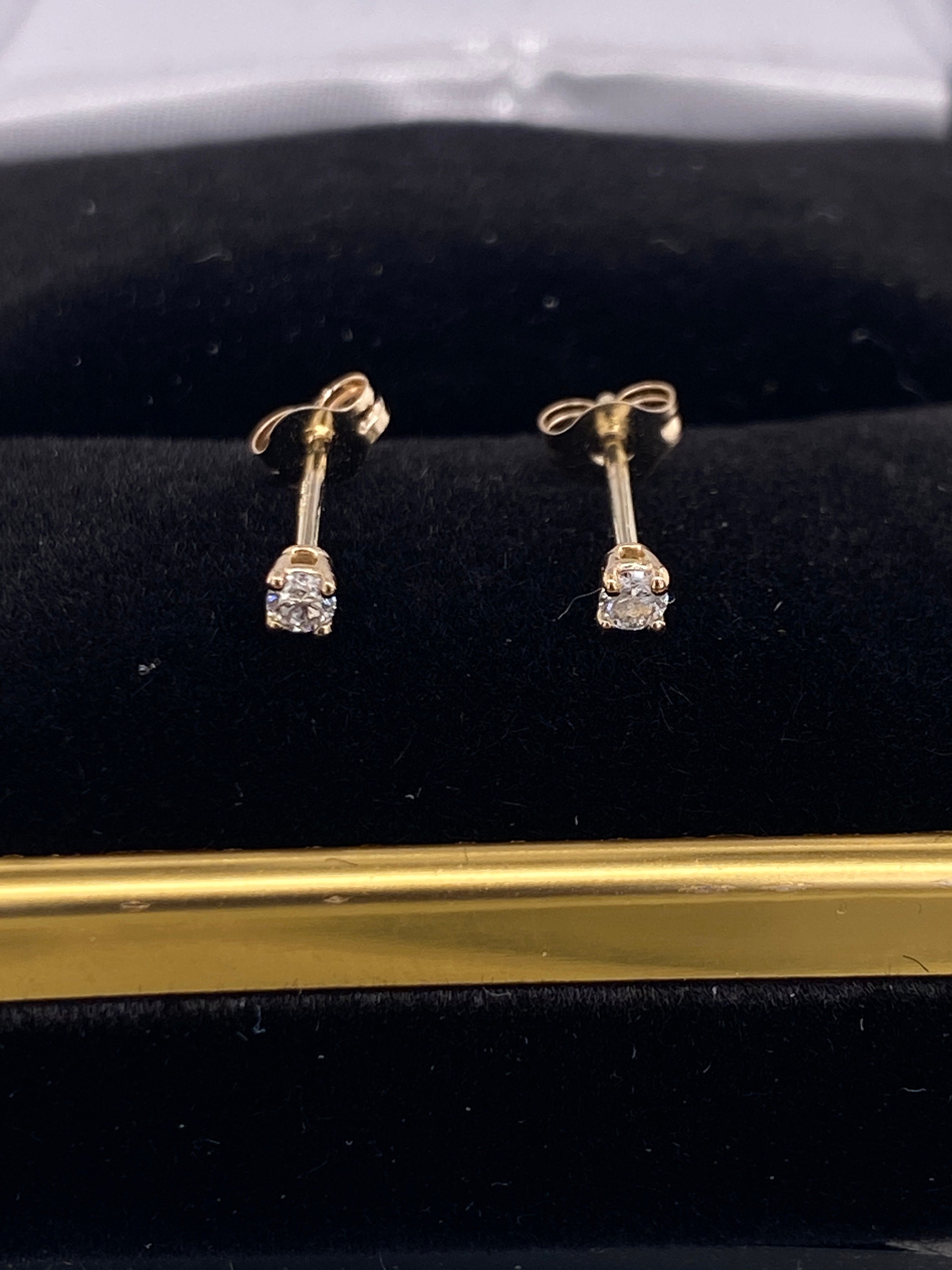 14K Solid Gold Diamond Tiny Studs /real Diamonds Stud | Etsy
