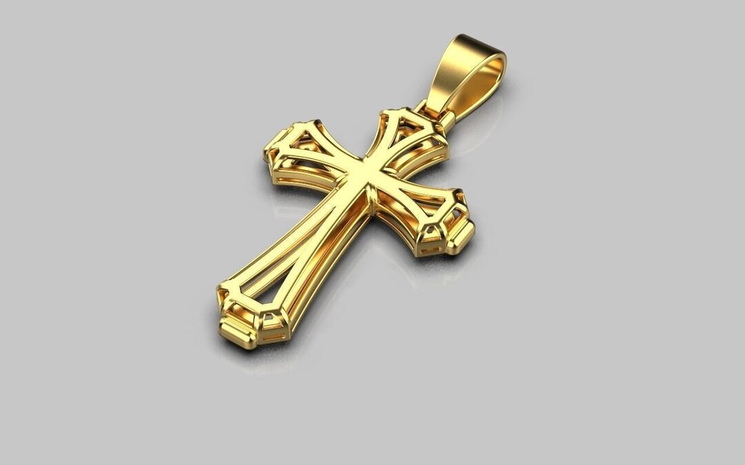 14K Solid Gold Cross Necklace / Crucifix Pendant / Religious Necklace