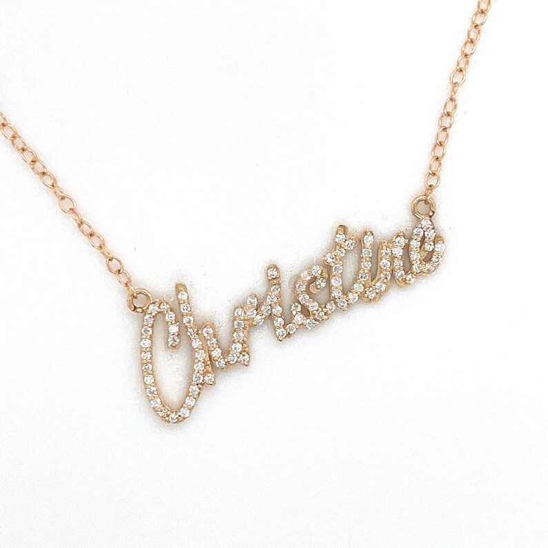 Diamond Custom Initial Name Necklace Customized Initial Chain Etsy