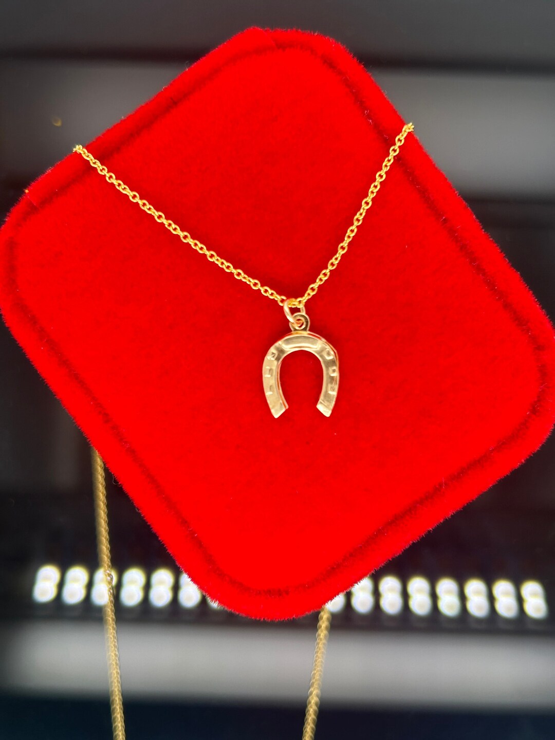14K Solid Yellow Gold Horseshoe Necklace / Yellow Gold Dainty Horseshoe